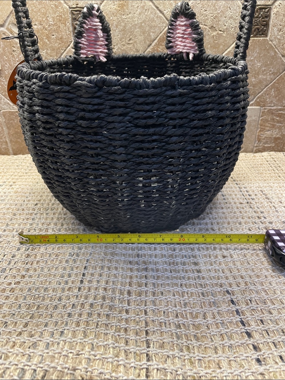 Black Cat Woven Basket with Pink Accents - Picture 5 of 11